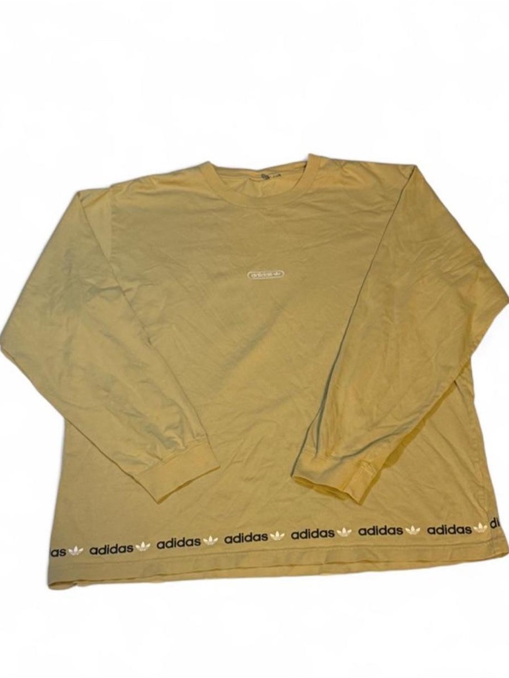 adidas Men’s Long-Sleeve Logo Tee in Mustard Yellow